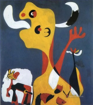 Mujer y perro delante de la luna Joan Miró Pinturas al óleo